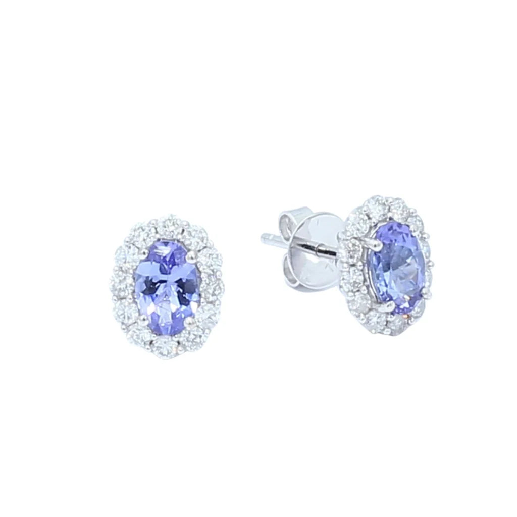 Diamond & Tanzanite Earrings 18K White Gold